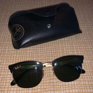 Ray-Ban Blaze Clubmaster Polarized Black and Gold